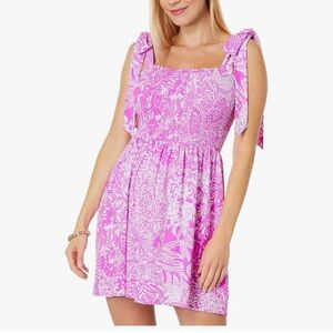 Lilly Pulitzer Lilly Pulitzer Rivera Romper Pink and White Smocked